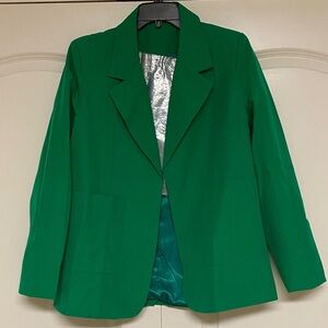 Green Women's Blazer Jacket - Classic Single-Button Blazer